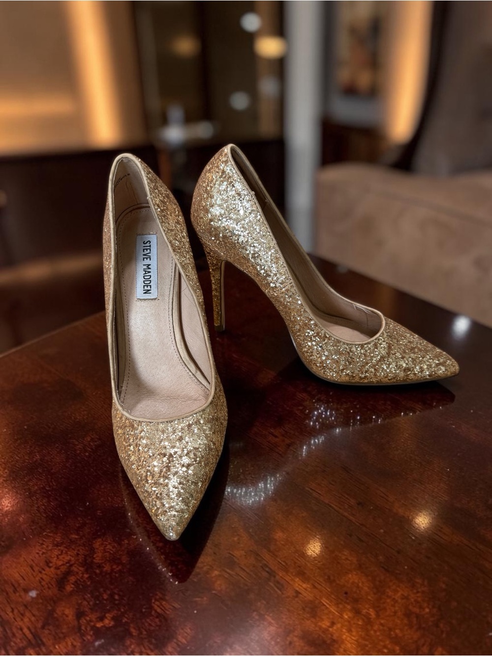 Steve Madden Gold Glitter Heels